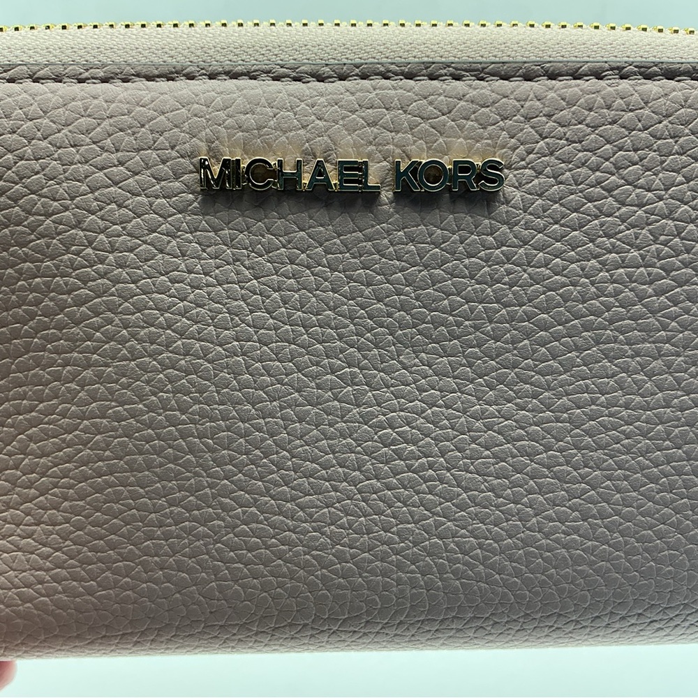 Michael Kors Jet Set Travel Large Zip Wristlet Wallet Phone Case Powder Blush - Picture 7 of 8